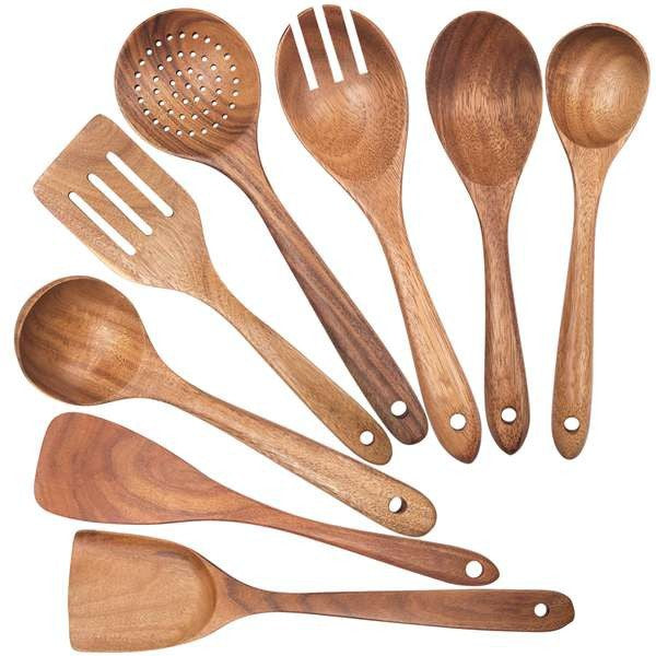 Set De Ustensile De Bucătărie Din Lemn Natural De Teak