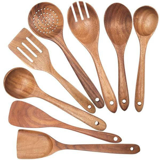 Set De Ustensile De Bucătărie Din Lemn Natural De Teak