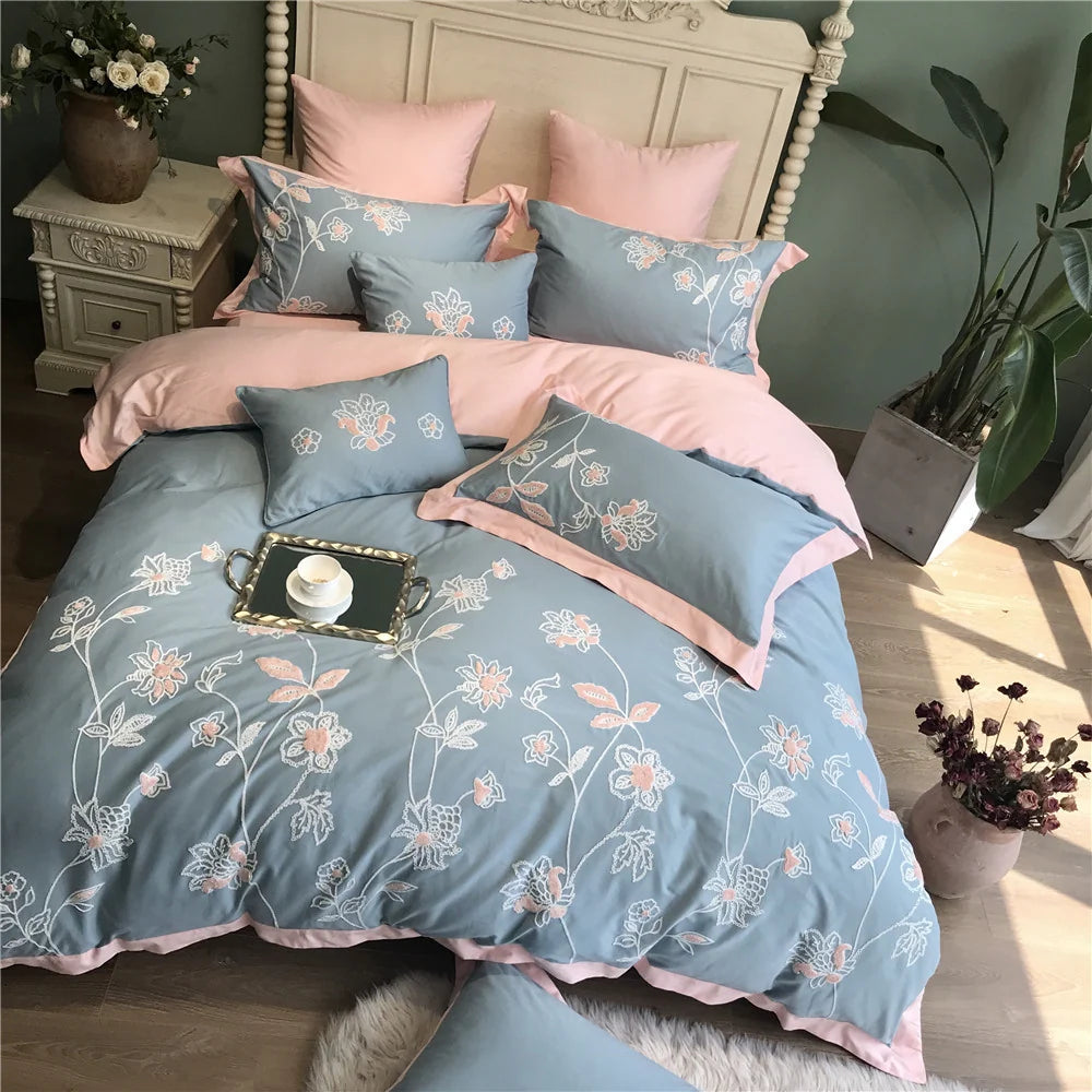 Set Husă Pilotă pentru Femei cu Broderie Botanică și Design Reversibil 2
