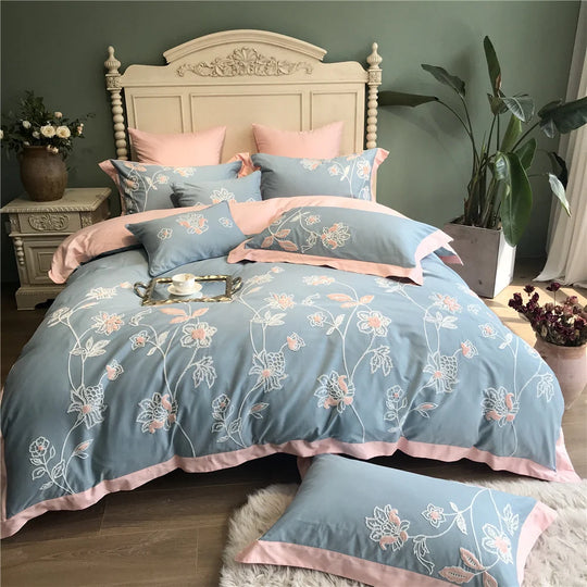 Set Husă Pilotă pentru Femei cu Broderie Botanică și Design Reversibil 6