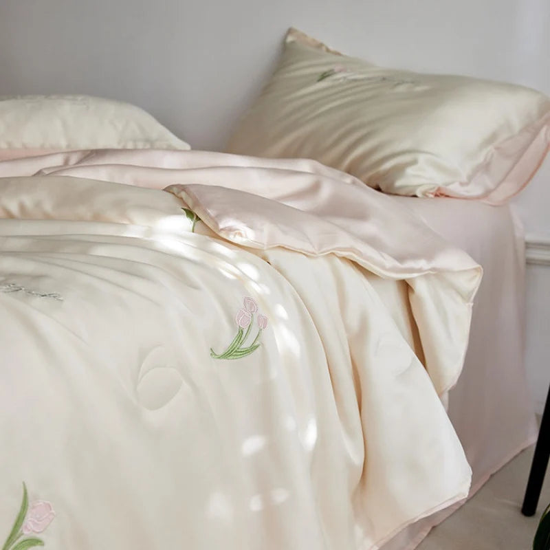 Set Lenjerie de Pat cu Broderie Florală pentru Femei 2
