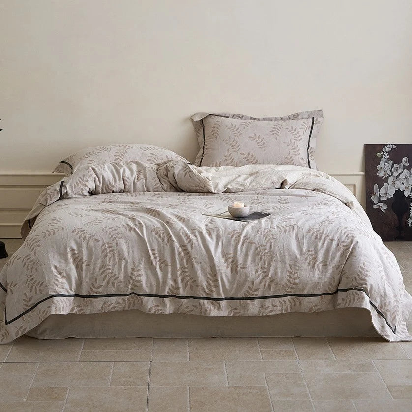 Set Lenjerie de Pat din In cu Bordură Indigo pentru Femei 6