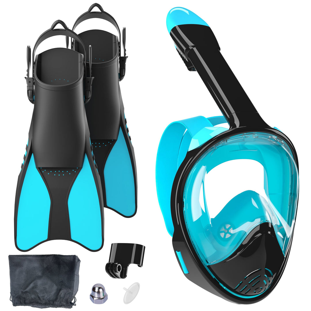 Set Snorkeling cu Mască Integrală și Aripioare pentru Bărbați și Femei 4