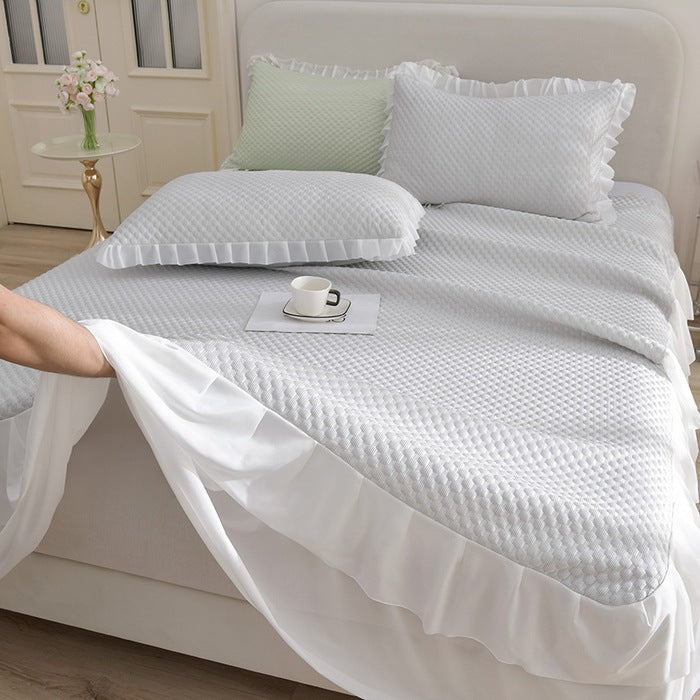 Set cuvertură de pat pentru femei cu tiv decorativ cu volane 6