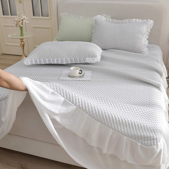 Set cuvertură de pat pentru femei cu tiv decorativ cu volane 6