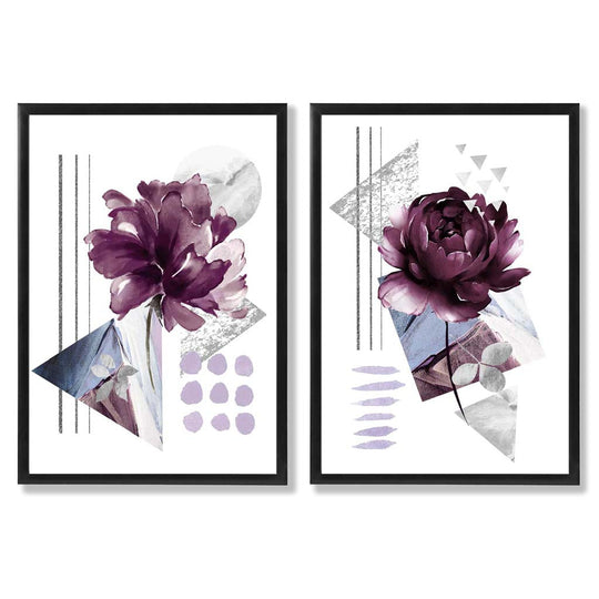 Set de 2 Imprimeuri Artistice Contemporane cu Flori pentru Decor Interior 0