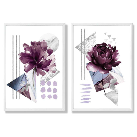 Set de 2 Imprimeuri Artistice Contemporane cu Flori pentru Decor Interior 3