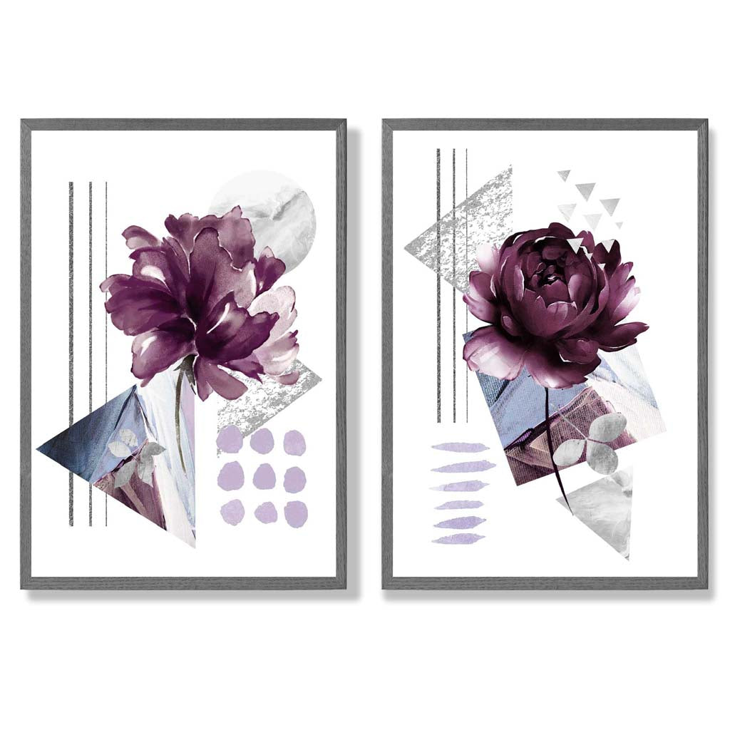 Set de 2 Imprimeuri Artistice Contemporane cu Flori pentru Decor Interior 4