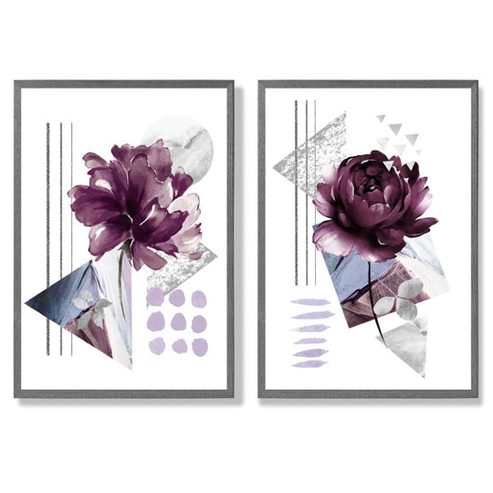Set de 2 Imprimeuri Artistice Contemporane cu Flori pentru Decor Interior 4