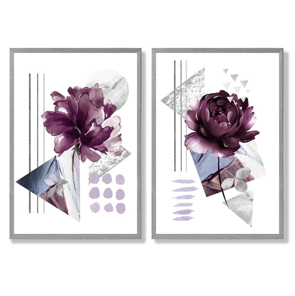 Set de 2 Imprimeuri Artistice Contemporane cu Flori pentru Decor Interior 5