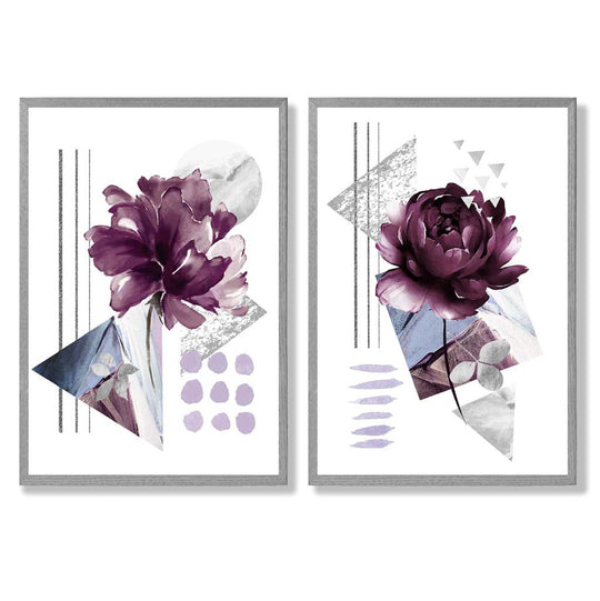 Set de 2 Imprimeuri Artistice Contemporane cu Flori pentru Decor Interior 5