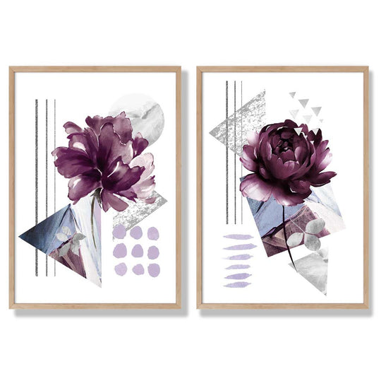 Set de 2 Imprimeuri Artistice Contemporane cu Flori pentru Decor Interior 6