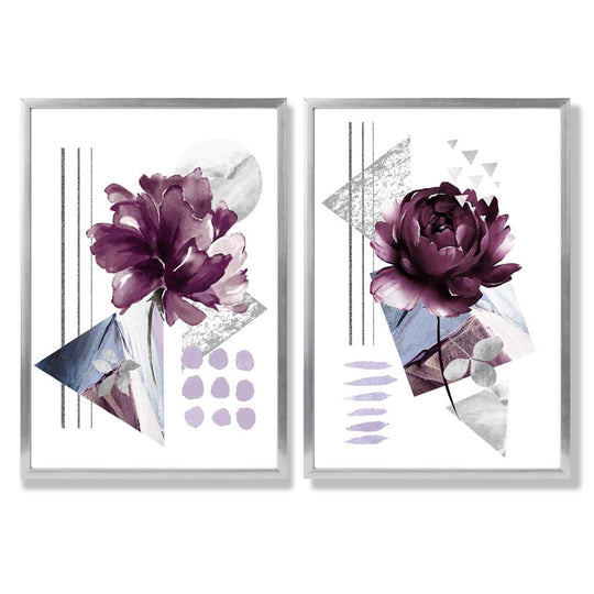 Set de 2 Imprimeuri Artistice Contemporane cu Flori pentru Decor Interior 9