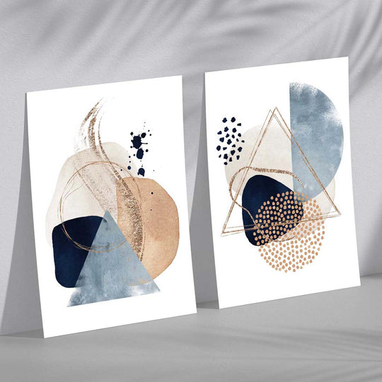 Set de 2 Imprimeuri Artistice cu Forme de Acuarelă 0