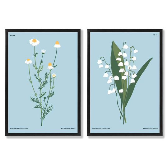 Set de 2 Imprimeuri Artistice cu Ilustrații de Flori Sălbatice pentru Decor Interior 0
