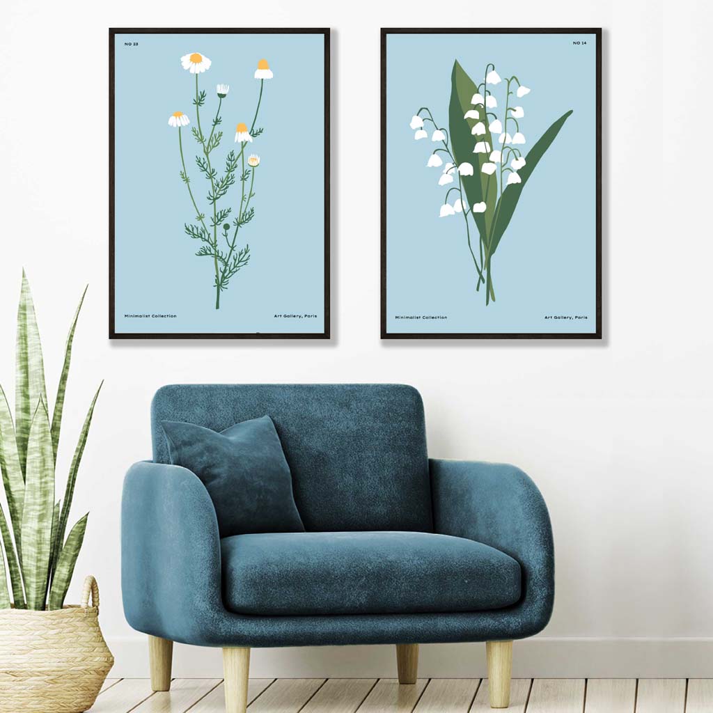 Set de 2 Imprimeuri Artistice cu Ilustrații de Flori Sălbatice pentru Decor Interior 1