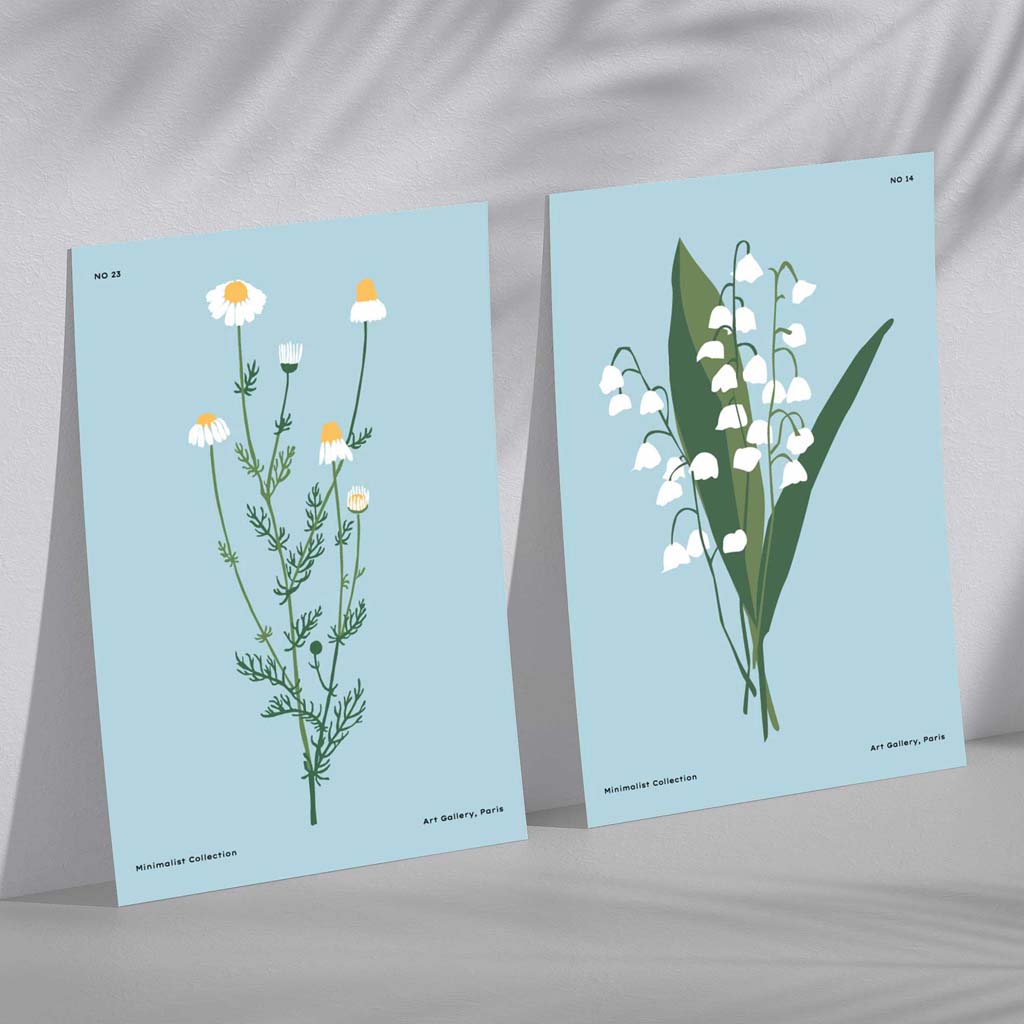Set de 2 Imprimeuri Artistice cu Ilustrații de Flori Sălbatice pentru Decor Interior 2