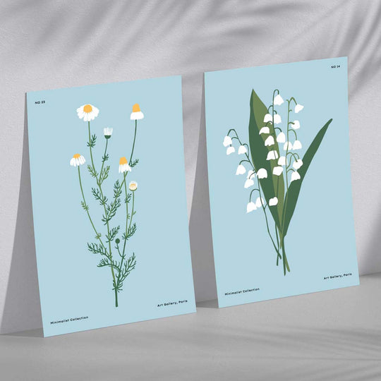 Set de 2 Imprimeuri Artistice cu Ilustrații de Flori Sălbatice pentru Decor Interior 2