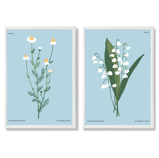 Set de 2 Imprimeuri Artistice cu Ilustrații de Flori Sălbatice pentru Decor Interior 3