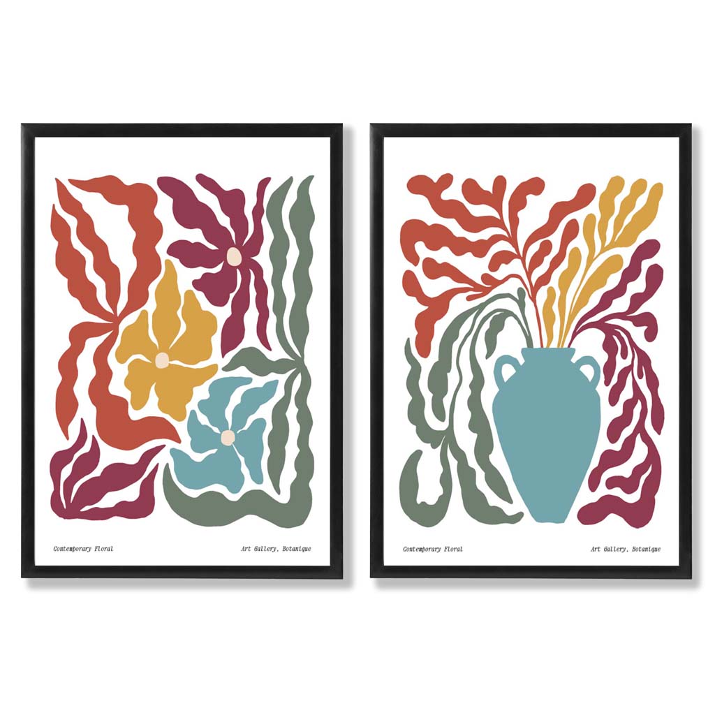 Set de 2 Imprimeuri Florale Boho Colorate pentru Decor Interior 0