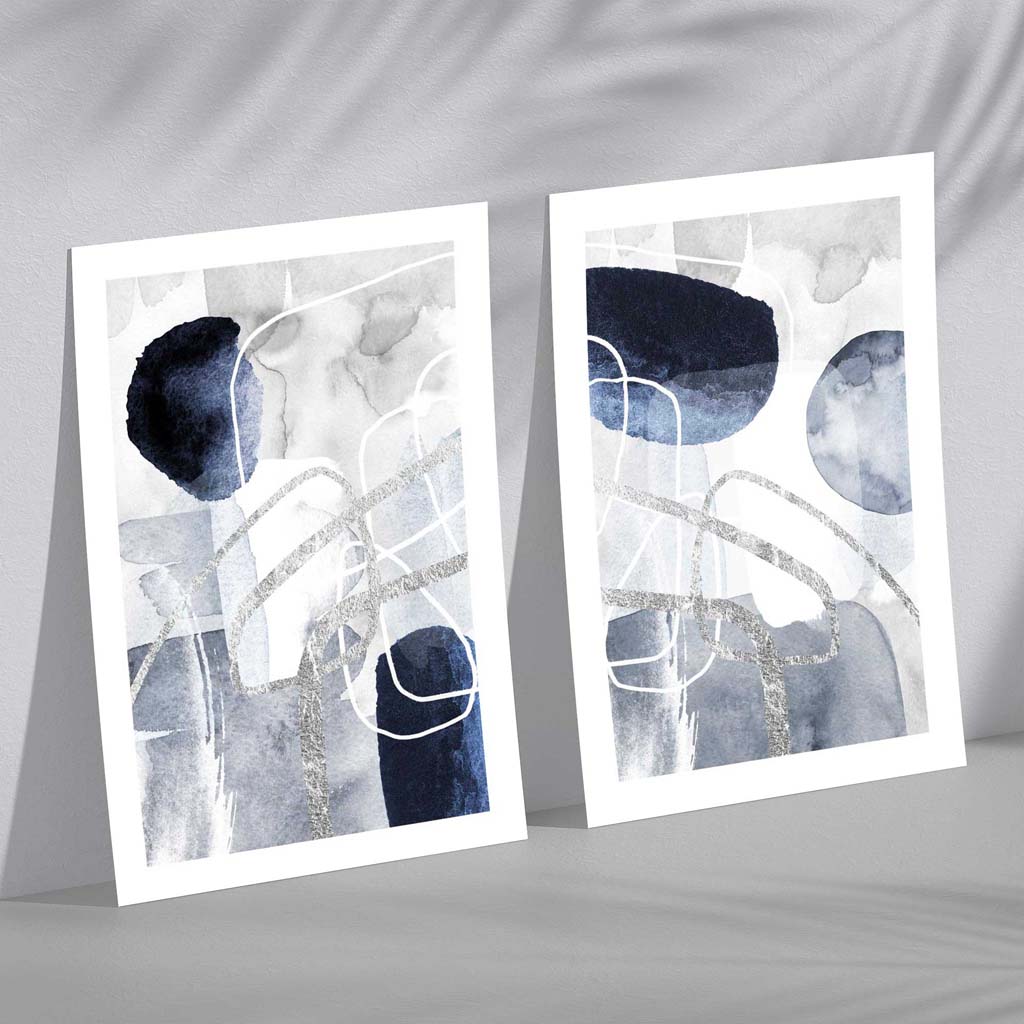 Set de 2 Printuri Artistice Abstracte cu Design Modern 0