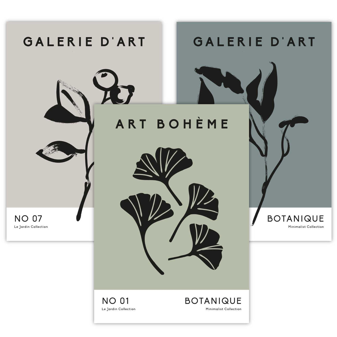 Set de 3 Imprimeuri de Artă pentru Perete Stil Boho Minimalist 1