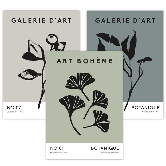 Set de 3 Imprimeuri de Artă pentru Perete Stil Boho Minimalist 1