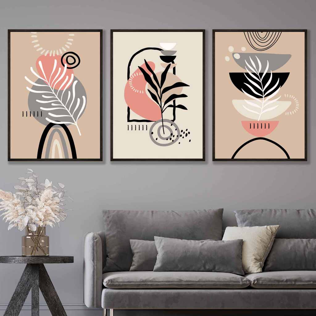 Set de 3 Imprimeuri de Perete Boho Abstract Decorativ 0
