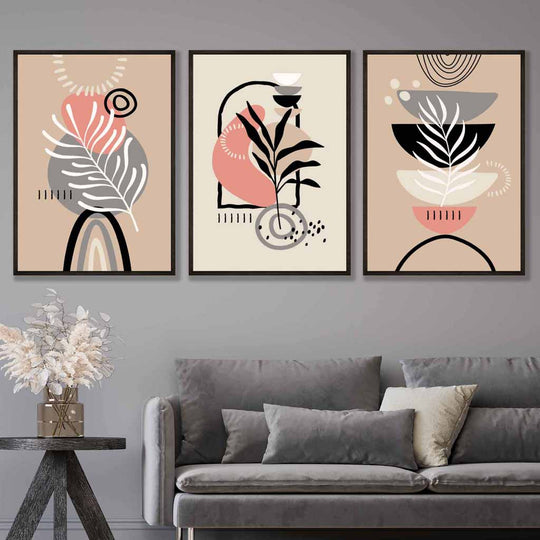 Set de 3 Imprimeuri de Perete Boho Abstract Decorativ 0