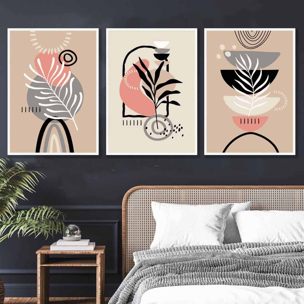 Set de 3 Imprimeuri de Perete Boho Abstract Decorativ 1