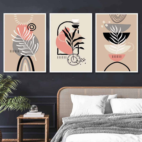 Set de 3 Imprimeuri de Perete Boho Abstract Decorativ 1
