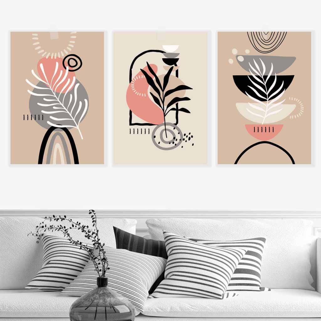 Set de 3 Imprimeuri de Perete Boho Abstract Decorativ 2
