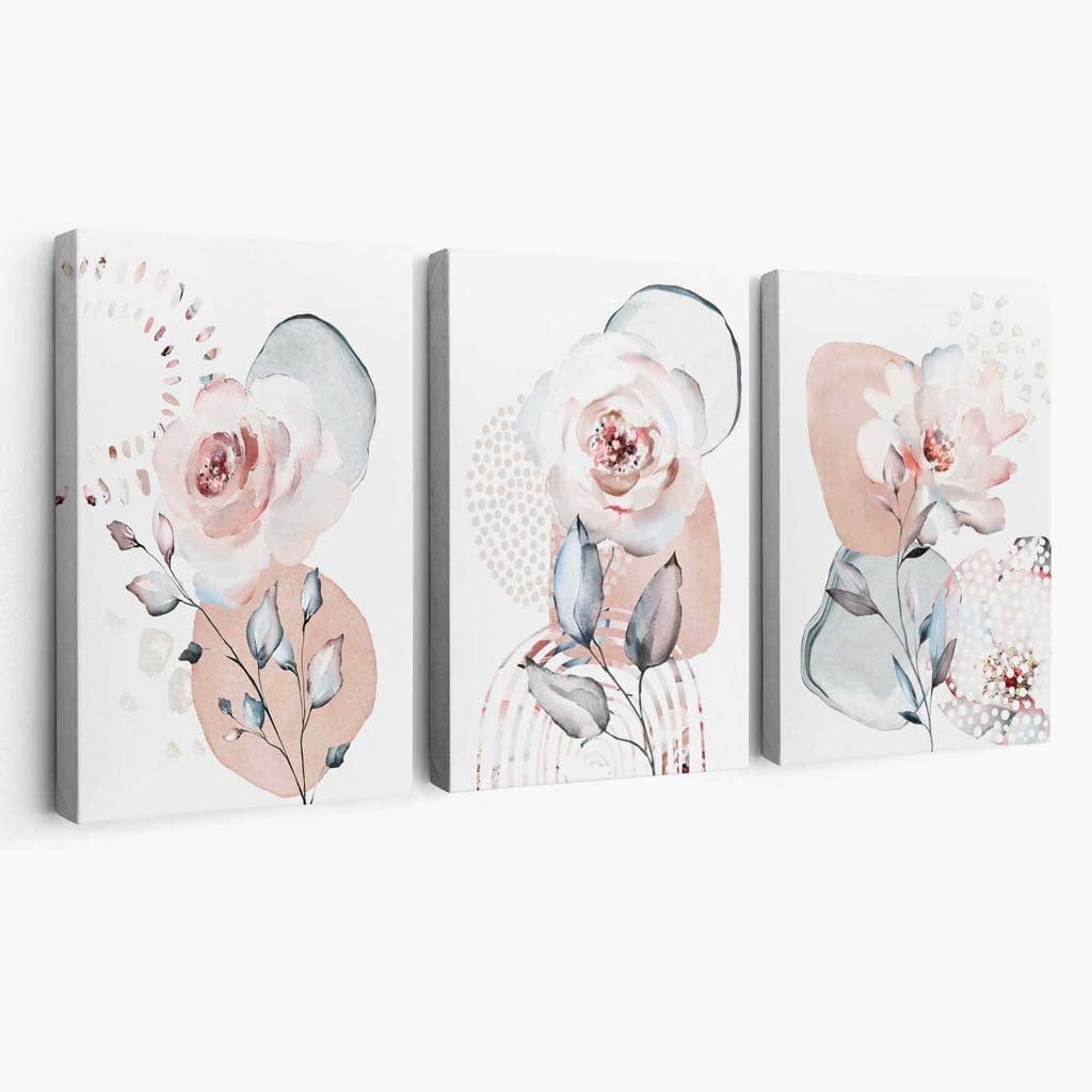 Set de Artă Florală pentru Perete - 3 Piese Abstracte Decorativ 0