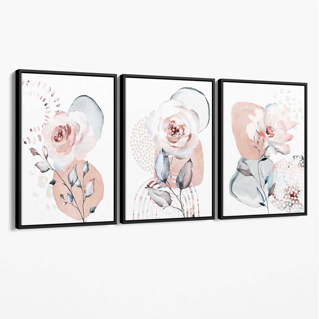 Set de Artă Florală pentru Perete - 3 Piese Abstracte Decorativ 1