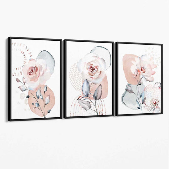 Set de Artă Florală pentru Perete - 3 Piese Abstracte Decorativ 1