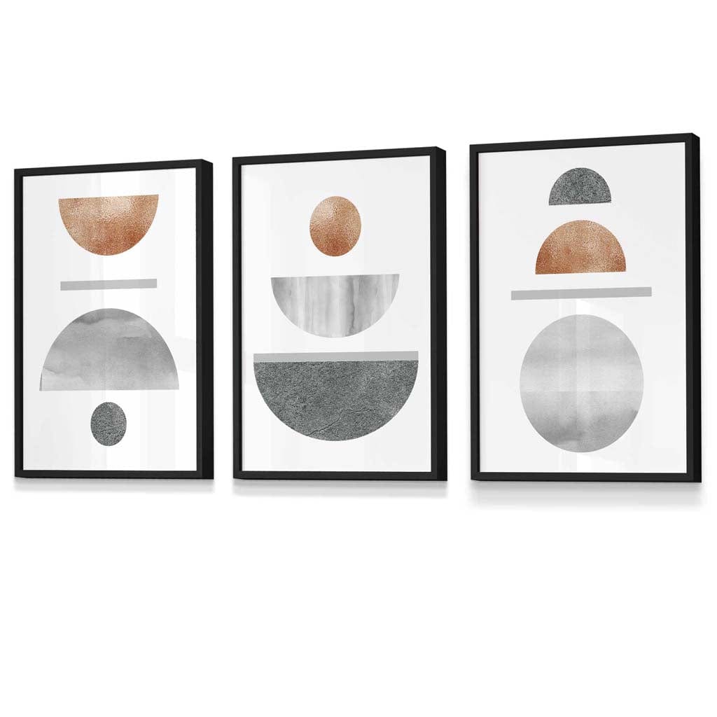 Set de Artă de Perete Geometrică Abstractă pentru Decor Modern - 3 Piese 0