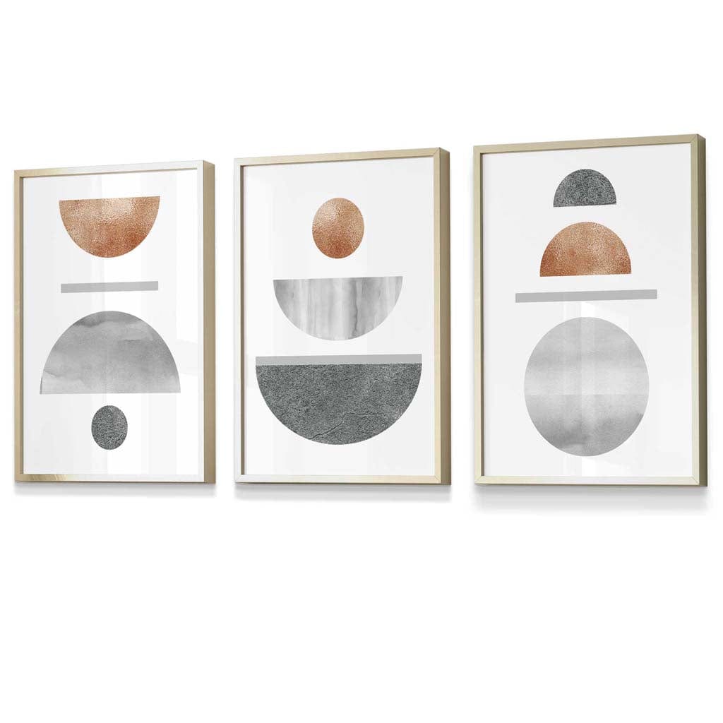 Set de Artă de Perete Geometrică Abstractă pentru Decor Modern - 3 Piese 1