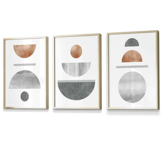Set de Artă de Perete Geometrică Abstractă pentru Decor Modern - 3 Piese 1