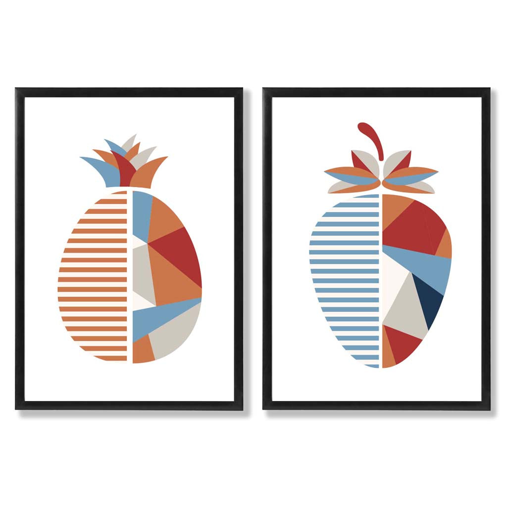 Set de Imprimeuri Artistice Geometrice cu Căpșuni pentru Decor Interior 0