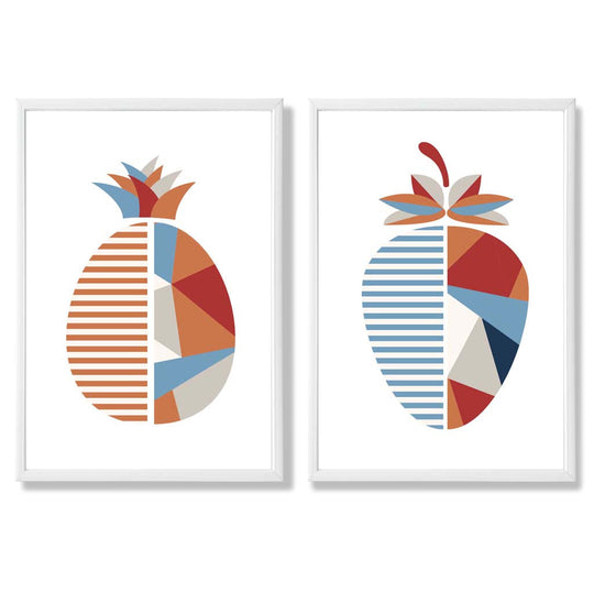 Set de Imprimeuri Artistice Geometrice cu Căpșuni pentru Decor Interior 3