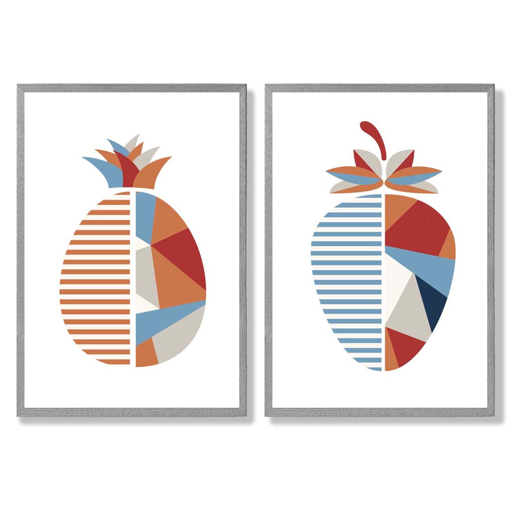 Set de Imprimeuri Artistice Geometrice cu Căpșuni pentru Decor Interior 5