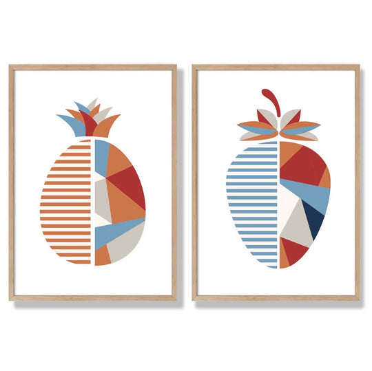 Set de Imprimeuri Artistice Geometrice cu Căpșuni pentru Decor Interior 6