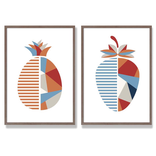 Set de Imprimeuri Artistice Geometrice cu Căpșuni pentru Decor Interior 7