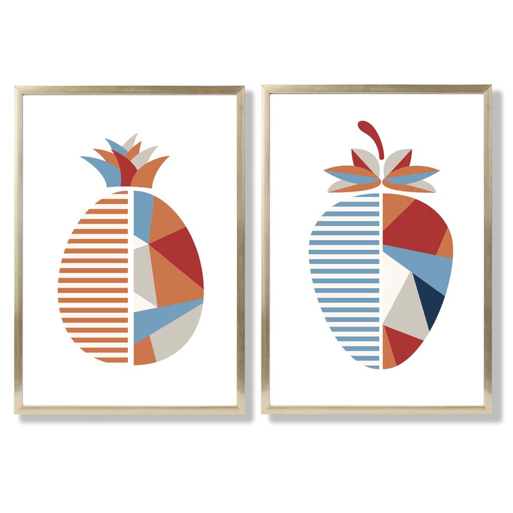 Set de Imprimeuri Artistice Geometrice cu Căpșuni pentru Decor Interior 8