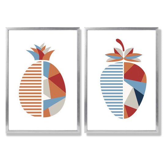 Set de Imprimeuri Artistice Geometrice cu Căpșuni pentru Decor Interior 9