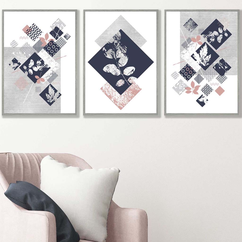 Set de Imprimeuri Florale și Geometrice pentru Decorare Interioară 2