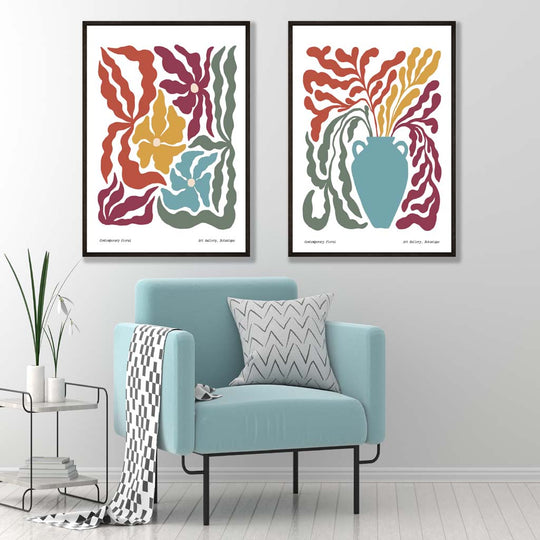 Set de flori Boho cu 2 imprimeuri artistice 1