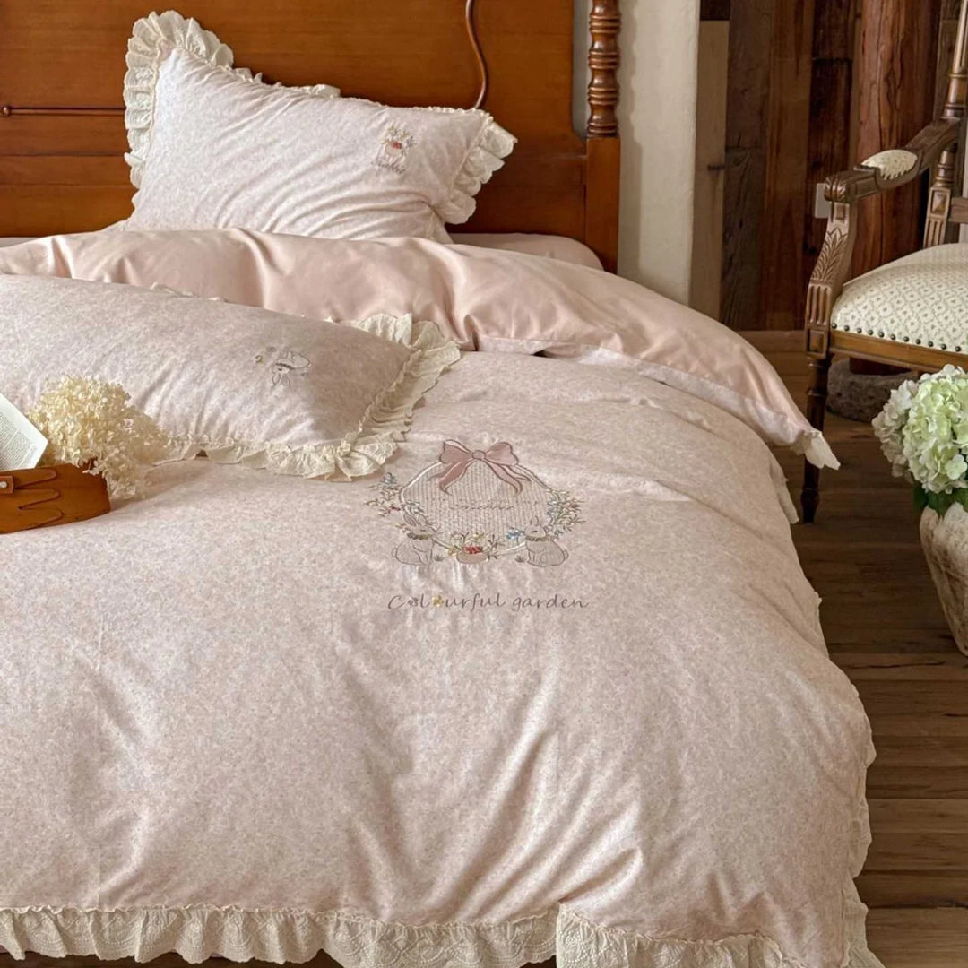 Set de huse de pilotă cu broderie florală și volane pentru femei 1