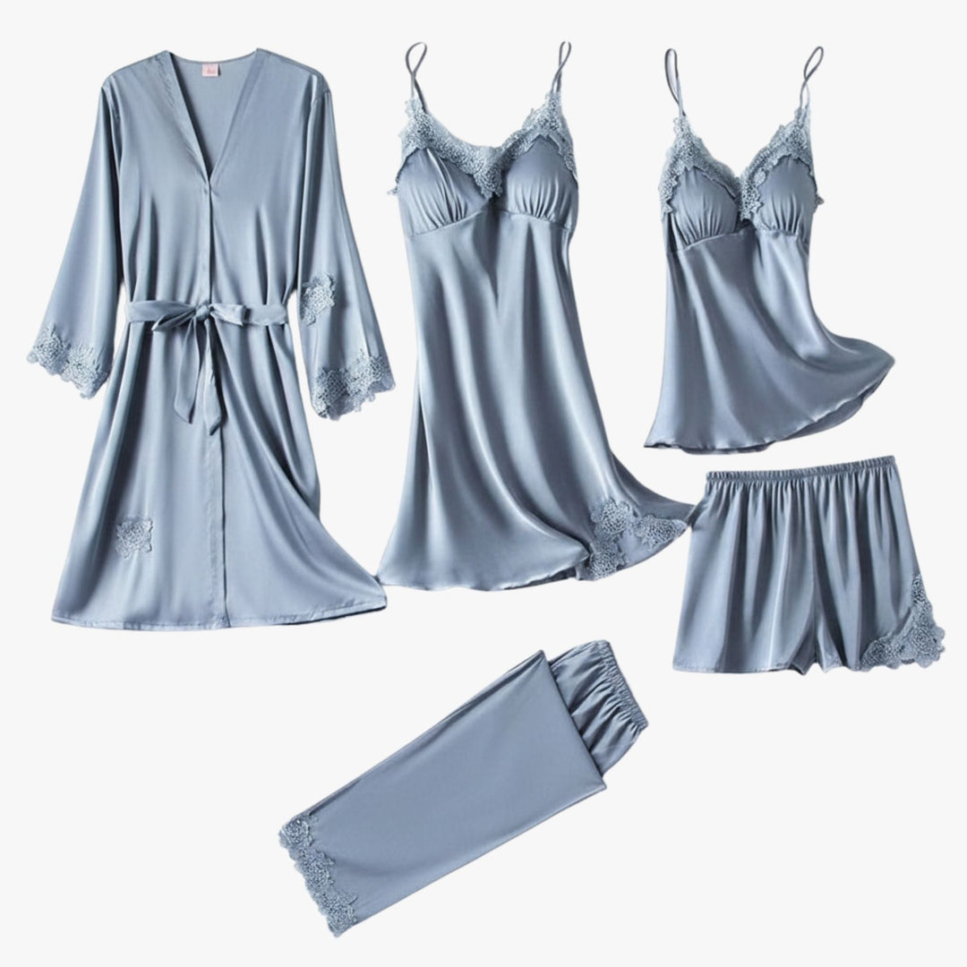 Set de pijamale cu aspect de mătase moale 10