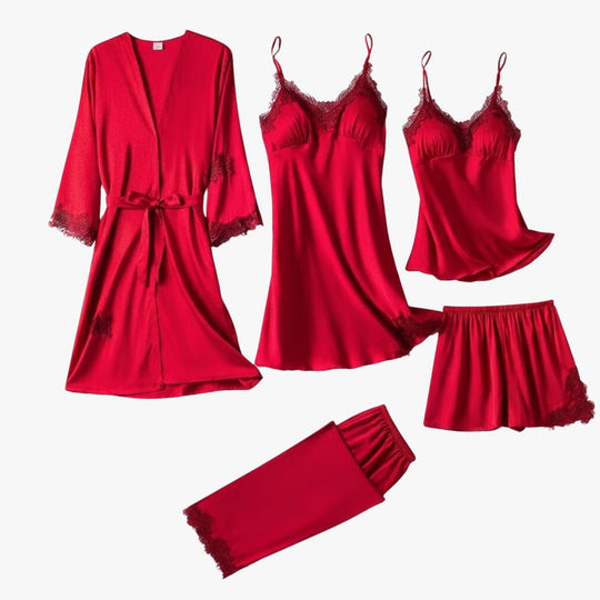 Set de pijamale cu aspect de mătase moale 11